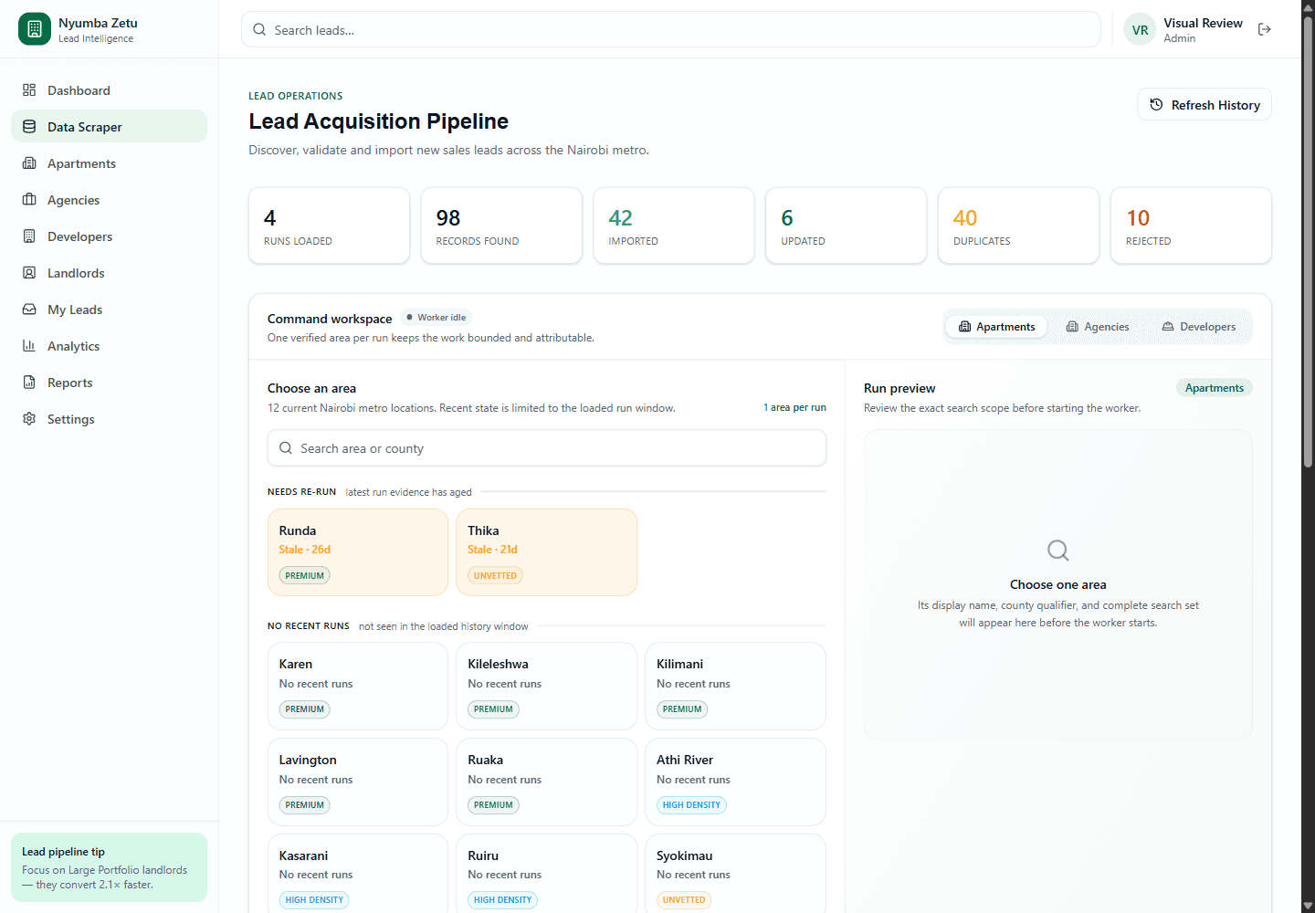 Nyumba guided lead-research workspace